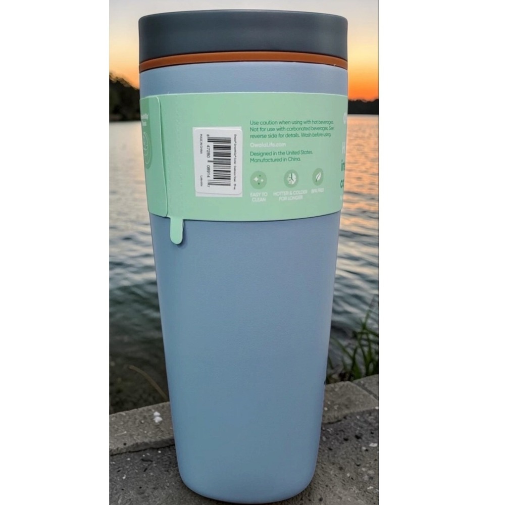 NEW Owala Smooth Sip Slider 20oz Stainless Steel Tumbler in Lakeside - Picture 3 of 7